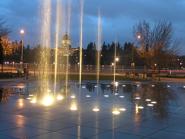 Olympia Capitol Night Fountains